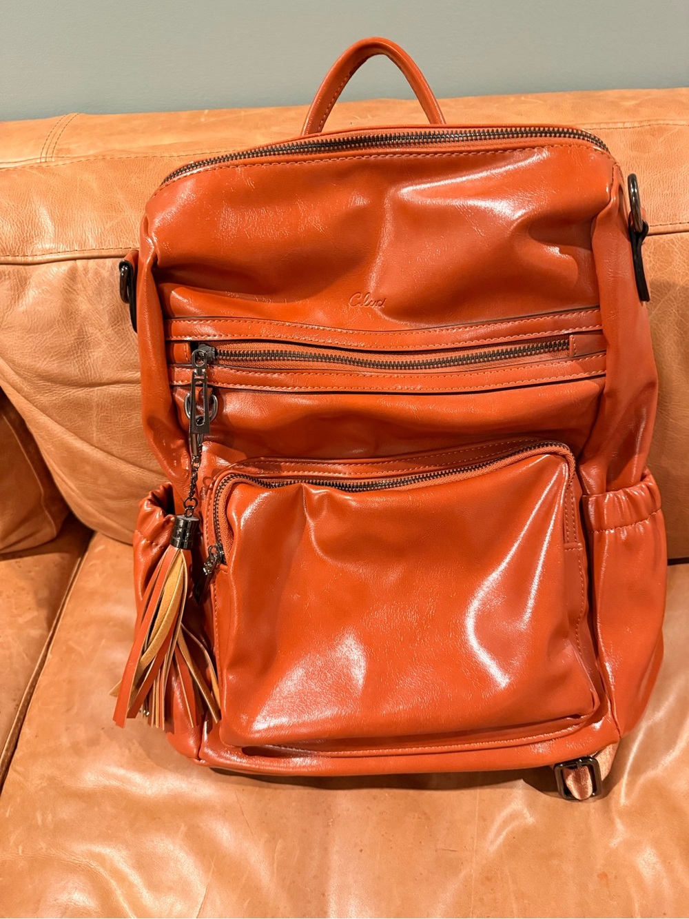 Women’s Rust Faux Leather Backpack by Cluci